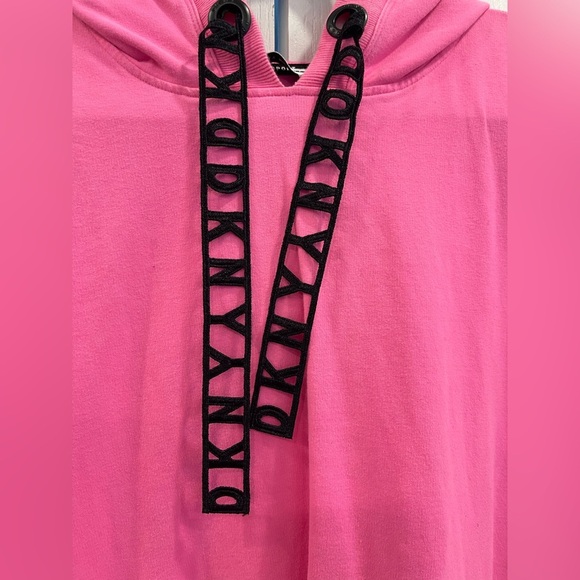 DKNY SPORT - Casual Summery Women's Flash Pink Logo Hooded Minidress in size L - Picture 3 of 5